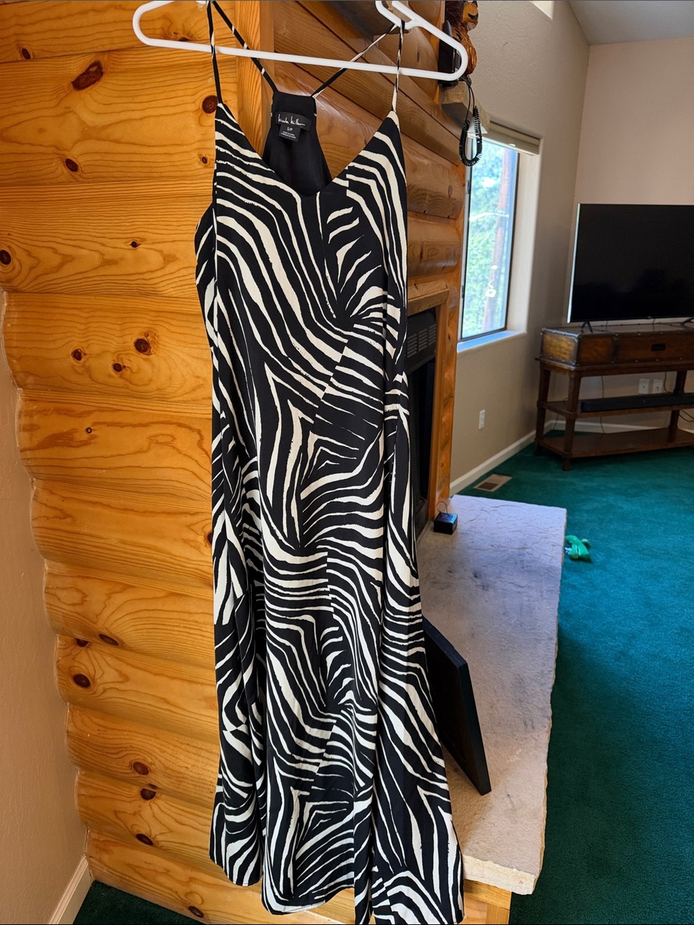 Nicole Miller Black and White Zebra Print Maxi Dress